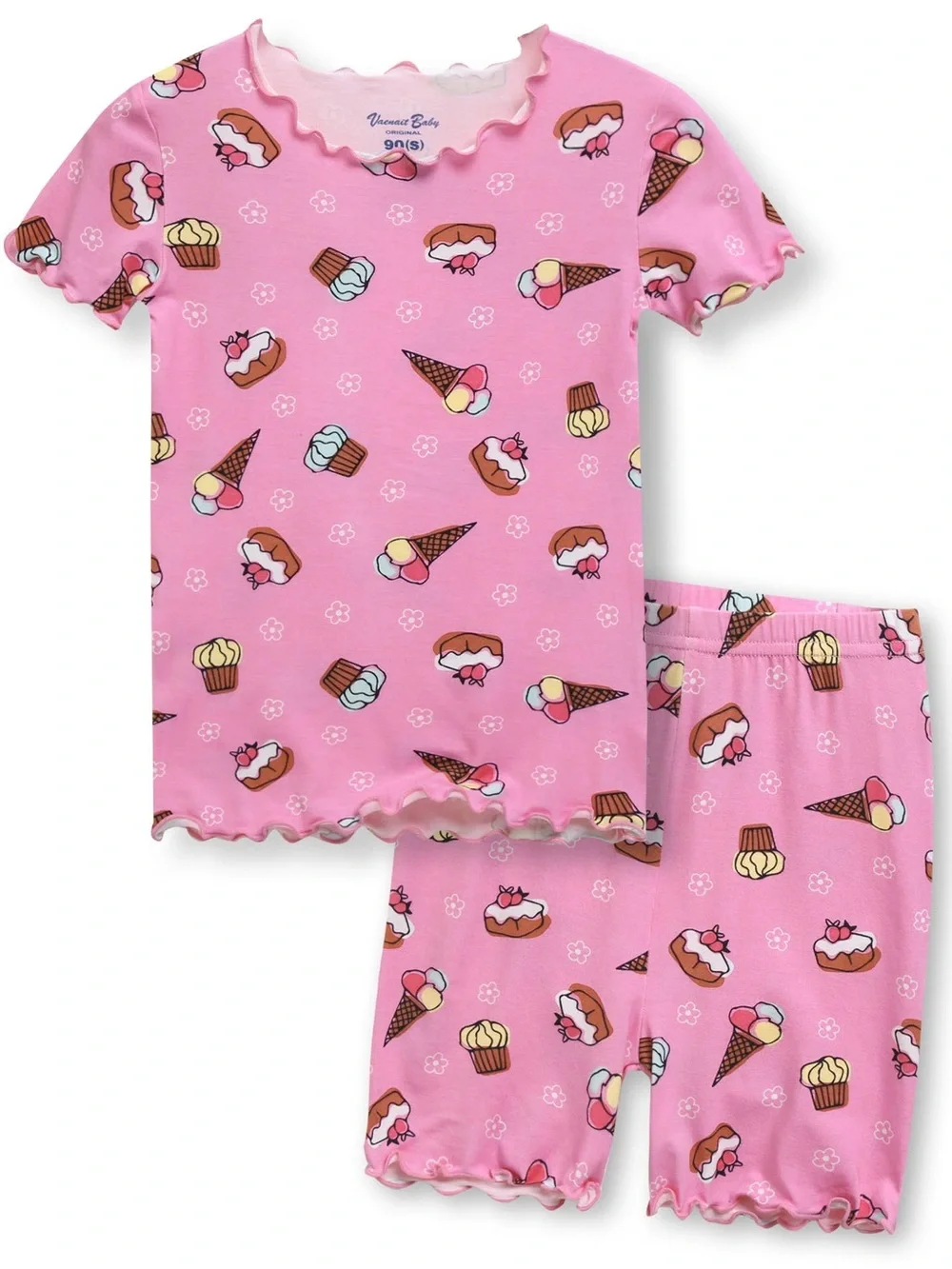 Vaenait Baby Bamboo Pink Ice Cream Short Sleeve Shorts Pajama Set 2T 3T 4-5 6-7